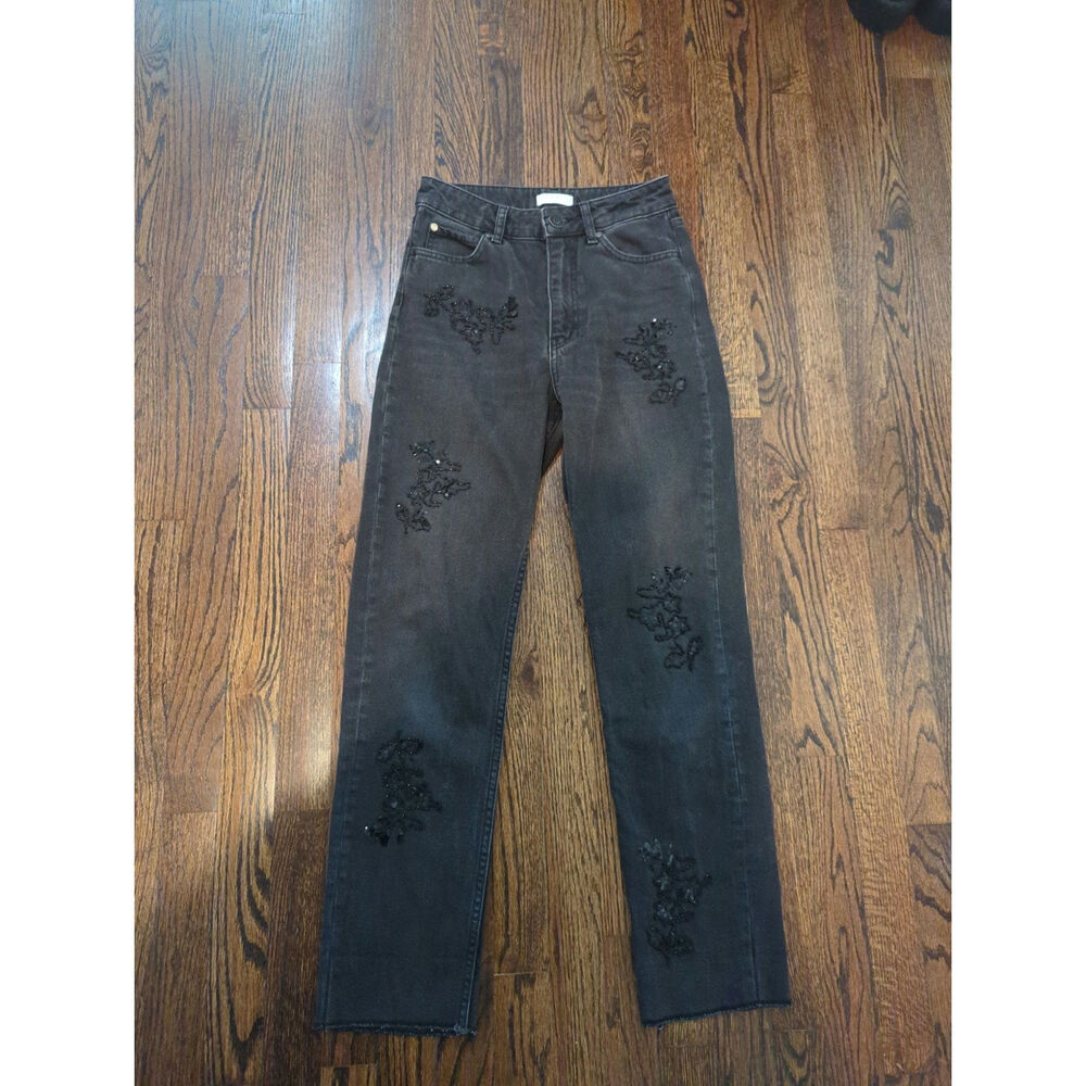 SANDRO Paric Alise Embellished Sequin Jeans - Picture 5 of 6